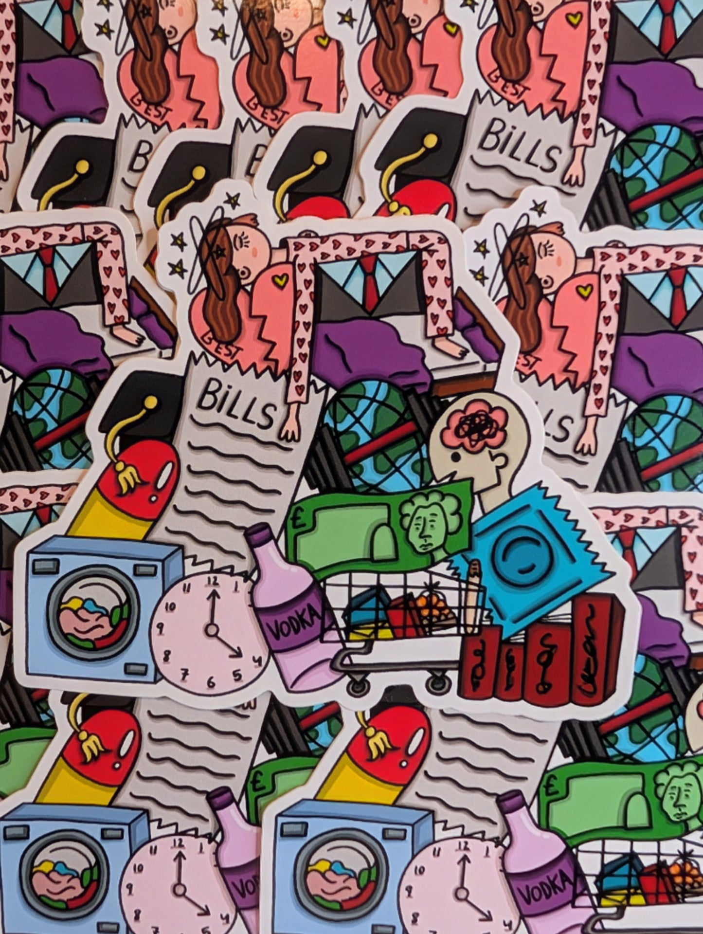'Life just keeps piling up' sticker