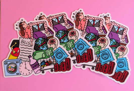 'Life just keeps piling up' sticker