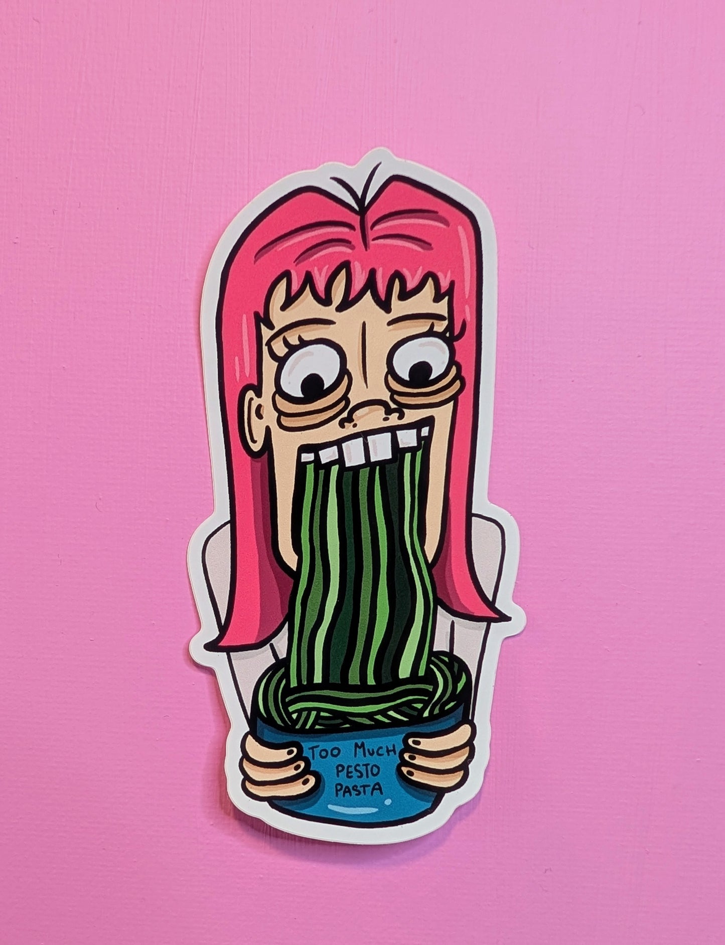 'Too much pesto pasta' sticker
