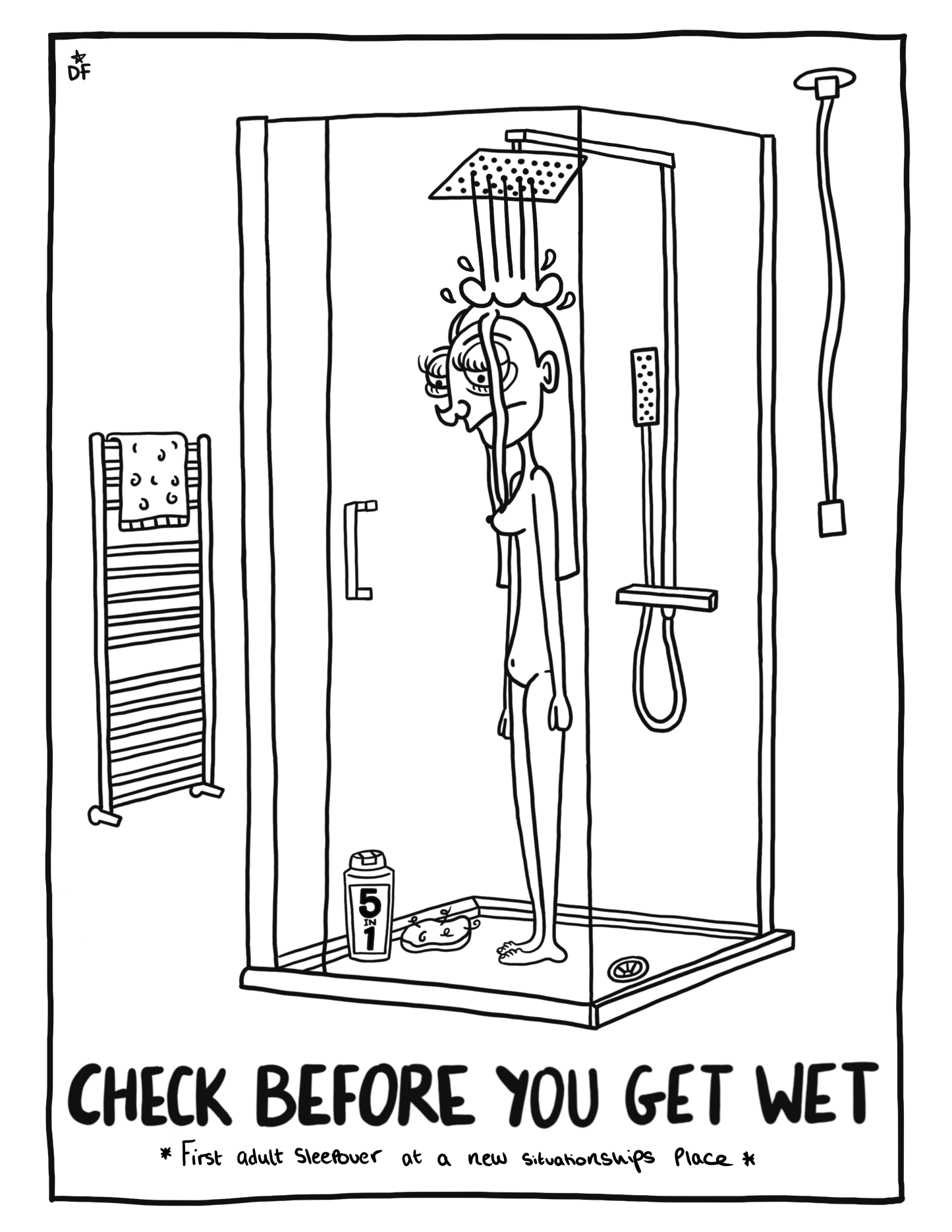 'Check before you get wet' print